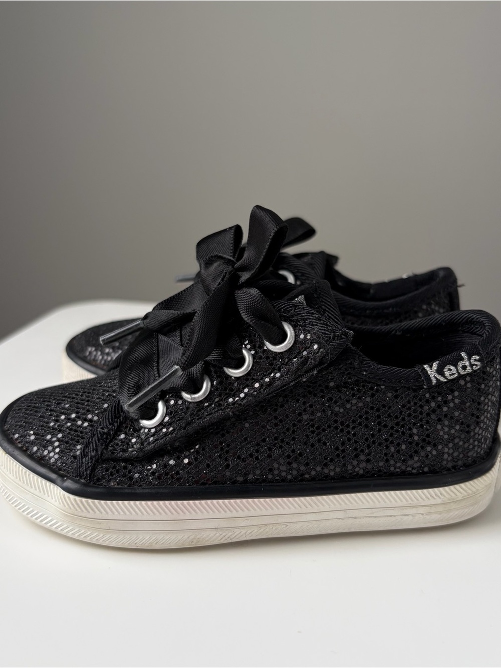 Keds Kids Black Sequin Ribbon Sneaker